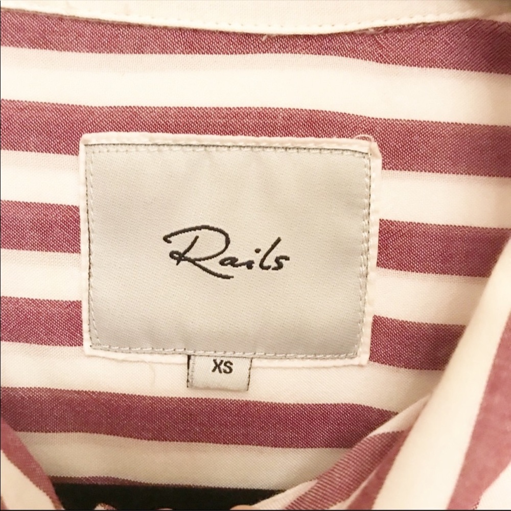 Rails Red And White Stripped Button Down Xs - image 4